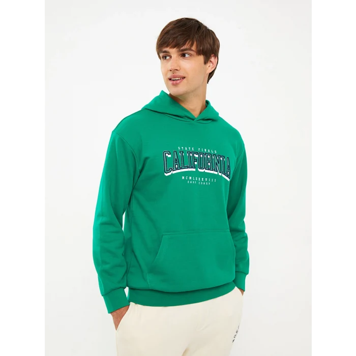 XSIDE Yeşil Uzun Kollu Baskılı Erkek Hoodie