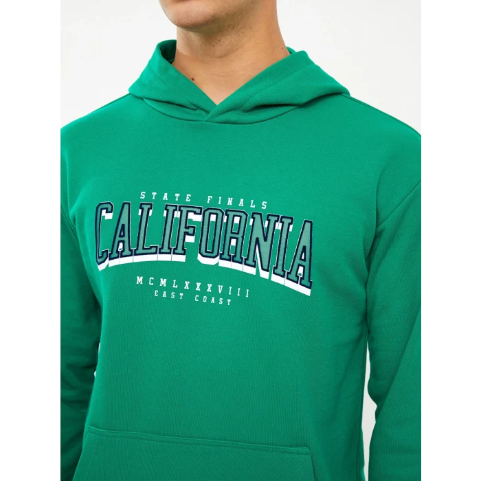 XSIDE Yeşil Uzun Kollu Baskılı Erkek Hoodie