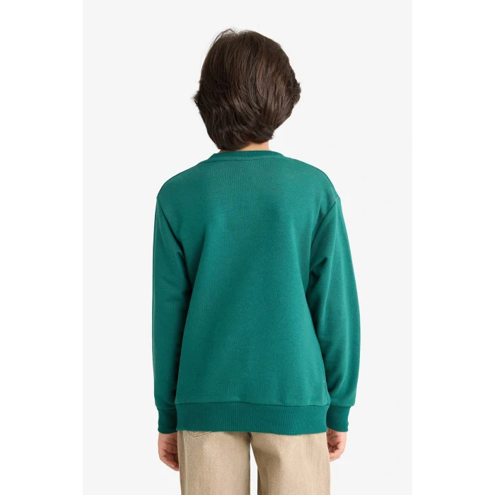 Defacto G3850A8GN1116 Yeşil Erkek Çocuk Bisiklet Yaka Baskılı Sweatshirt
