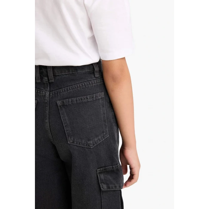 Defacto E7323A8NM36 DENIM Kız Çocuk Wide Leg Kargo Geniş Paça Jean Pantolon