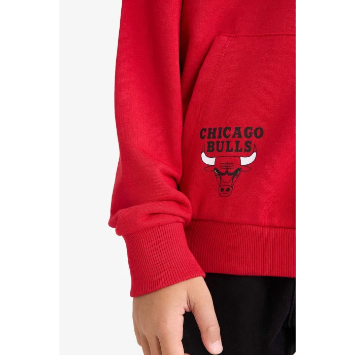 Defacto F4087A8RD62 Kırmızı Erkek Çocuk NBA Chicago Bulls Kapüşonlu Sweatshirt