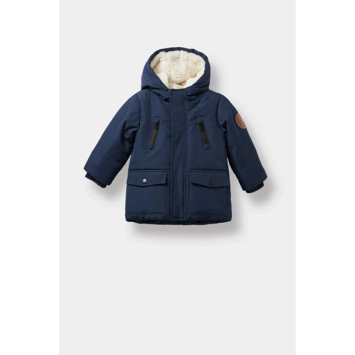 Defacto A2211A5NV256 Lacivert Erkek Bebek Su Geçirmez Kapüşonlu Pelüş Astar Mont