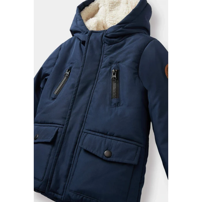 Defacto A2211A5NV256 Lacivert Erkek Bebek Su Geçirmez Kapüşonlu Pelüş Astar Mont