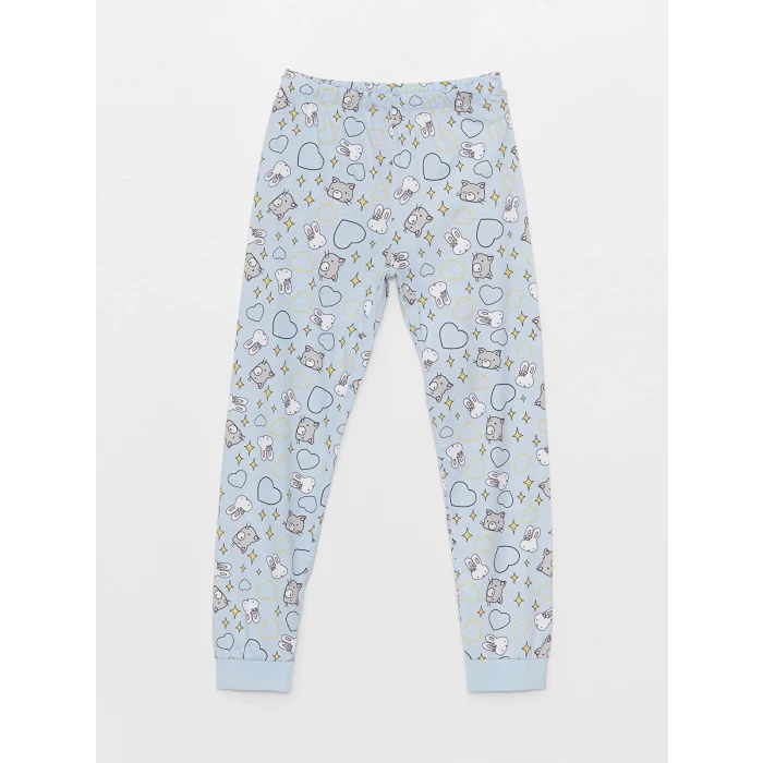 LCW Kids Sarı Bisiklet Yaka Baskılı Kısa Kollu Kız Çocuk Pijama Takımı