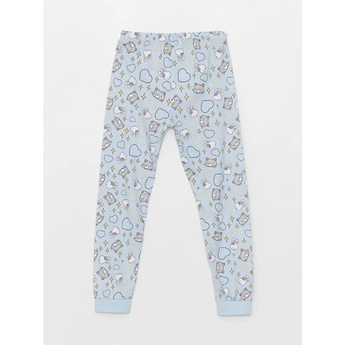 LCW Kids Sarı Bisiklet Yaka Baskılı Kısa Kollu Kız Çocuk Pijama Takımı