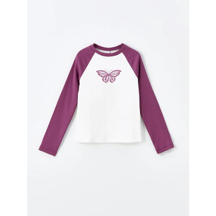 LCW Kids Ekru Bisiklet Yaka Kız Çocuk Tişört