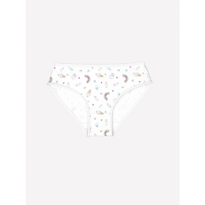 LCW Kids Beyaz Baskılı Kız Çocuk Külot 3lü