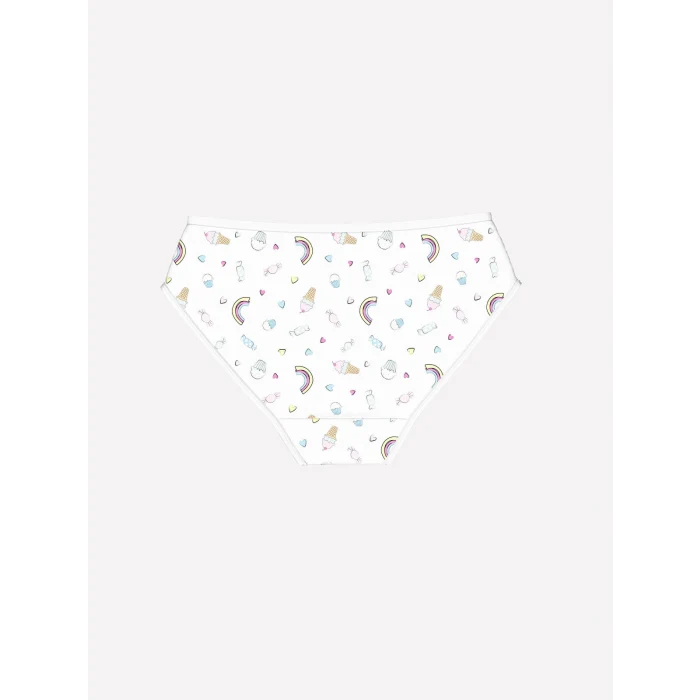 LCW Kids Beyaz Baskılı Kız Çocuk Külot 3lü