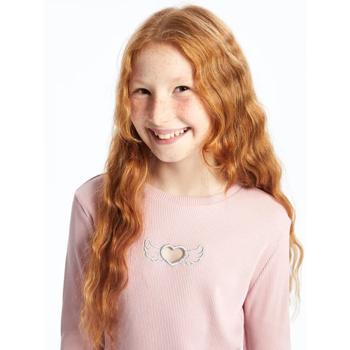 LCW Kids Pembe Bisiklet Yaka Kız Çocuk Tişört