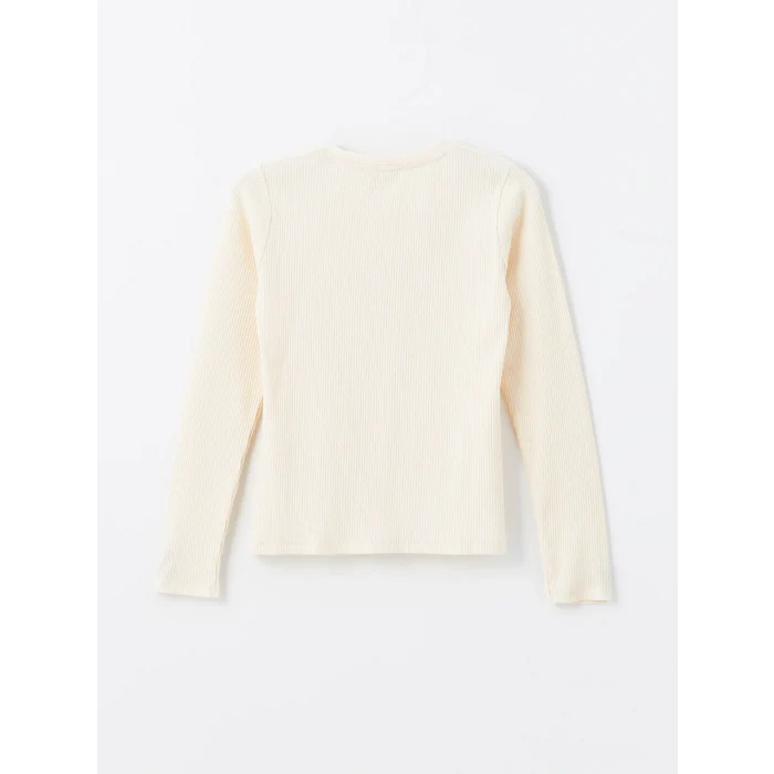 LCW Kids Bej Bisiklet Yaka Kız Çocuk Tişört