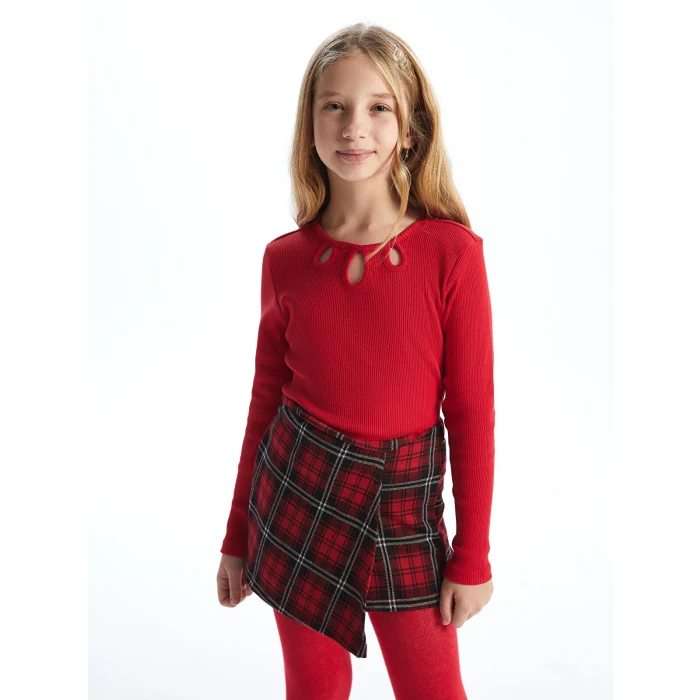 LCW Kids Kırmızı Bisiklet Yaka Kız Çocuk Tişört