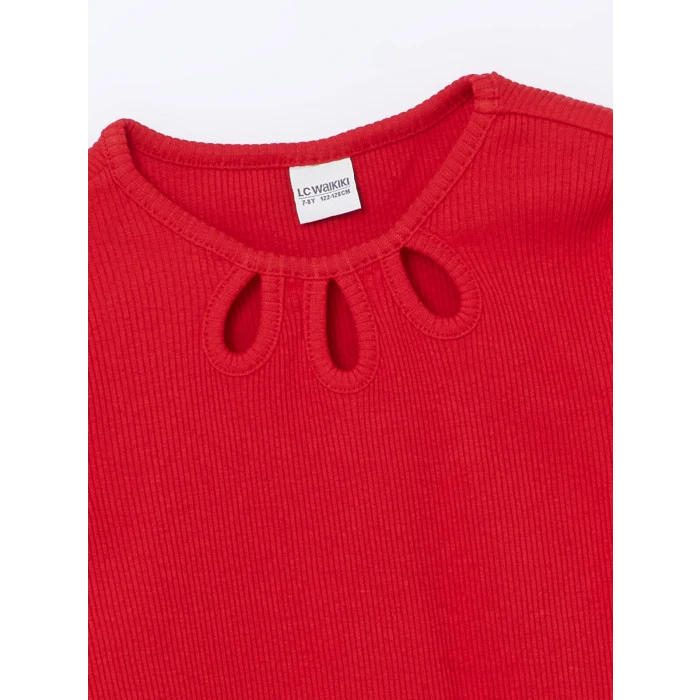 LCW Kids Kırmızı Bisiklet Yaka Kız Çocuk Tişört