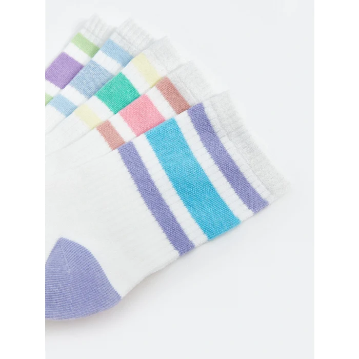 LCW Kids Lila Renk Bloklu Kız Çocuk Soket Çorap 5li