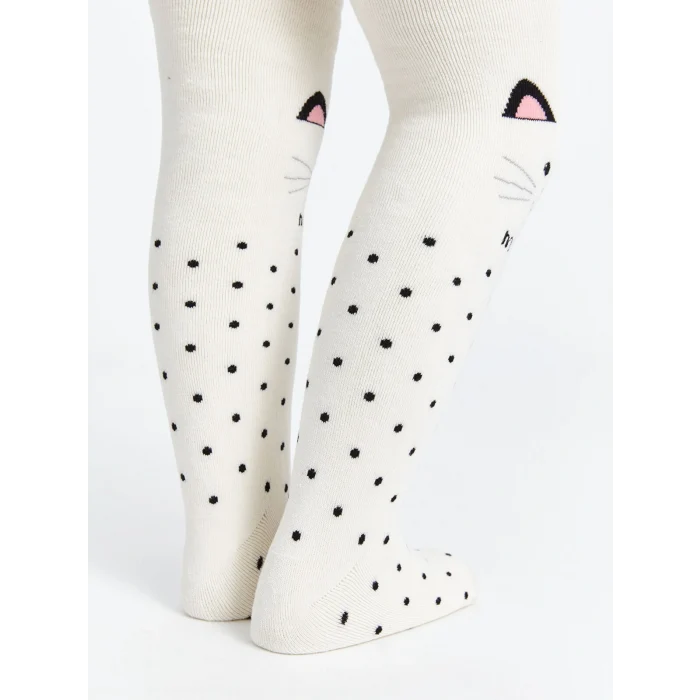 LCW Kids Ekru Desenli Kız Çocuk Havlu Külotlu Çorap