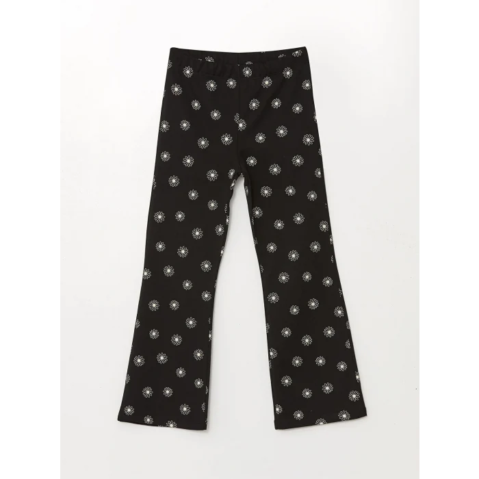 LCW Kids Siyah Beli Lastikli İspanyol Paça Kız Çocuk Tayt