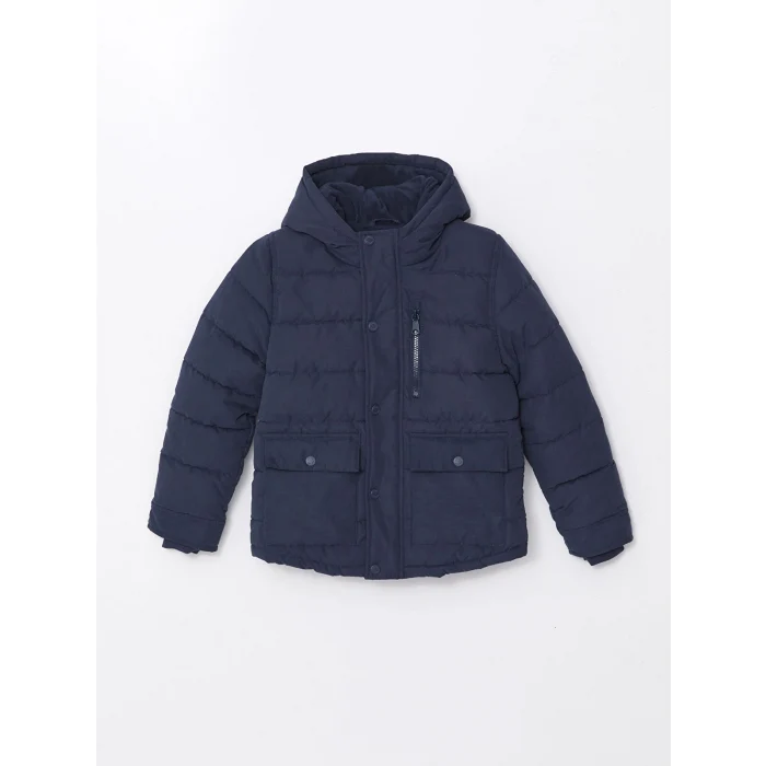 LCW Kids Lacivert Kapüşonlu Erkek Çocuk Mont
