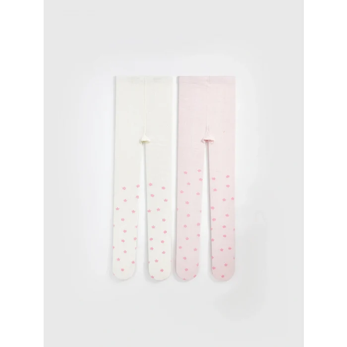 LCW Kids Pembe Çiçekli Kız Çocuk Külotlu Çorap 2li