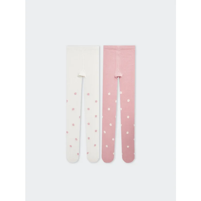 LCW Kids Pembe Çiçekli Kız Çocuk Külotlu Çorap 2li