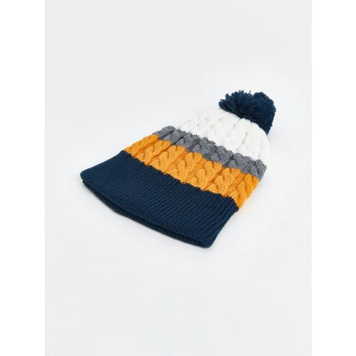 LCW ACCESSORIES Karışık Renk Bloklu Erkek Çocuk Atkı ve Bere Takım