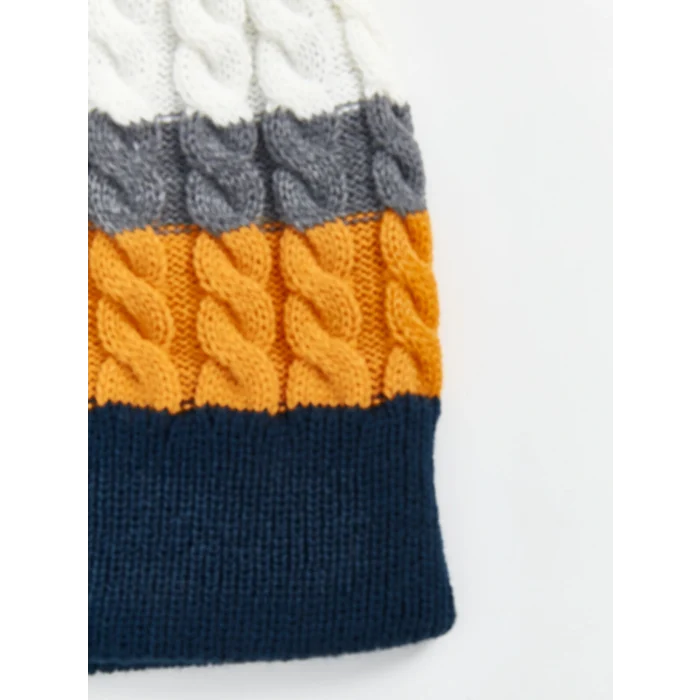 LCW ACCESSORIES Karışık Renk Bloklu Erkek Çocuk Atkı ve Bere Takım