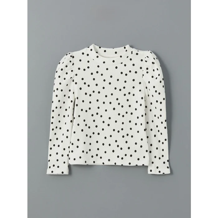 LCW Kids Ekru Dik Yaka Kız Çocuk Tişört