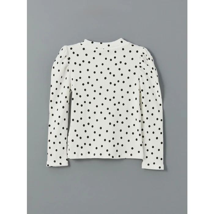 LCW Kids Ekru Dik Yaka Kız Çocuk Tişört