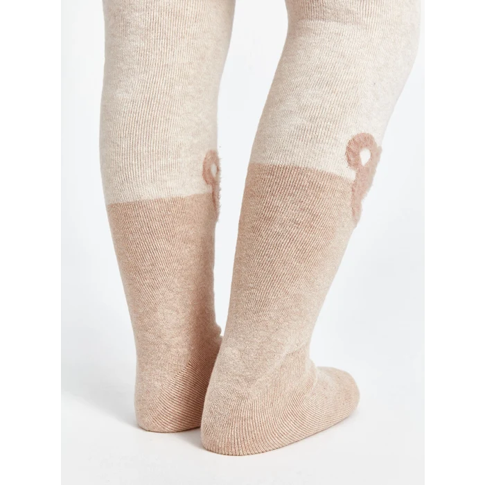 LCW Kids Bej Ayı Teddy Desenli Kız Çocuk Havlu Külotlu Çorap