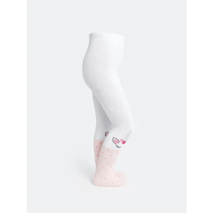 LCW Kids Ekru Desenli Kız Çocuk Havlu Külotlu Çorap