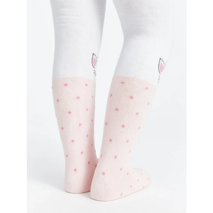 LCW Kids Ekru Desenli Kız Çocuk Havlu Külotlu Çorap