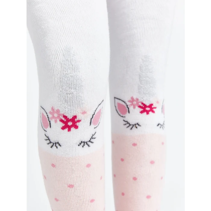 LCW Kids Ekru Desenli Kız Çocuk Havlu Külotlu Çorap