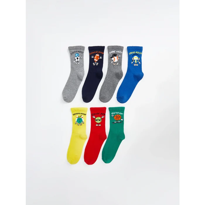 LCW Kids Karışık Desenli Erkek Çocuk Soket Çorap 7li