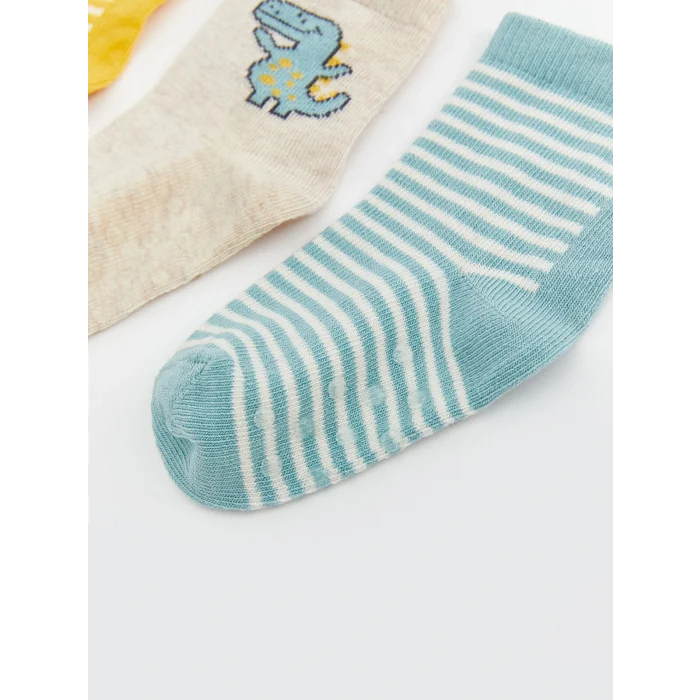 LCW baby Sarı Çizgili Erkek Bebek Soket Çorap 5li