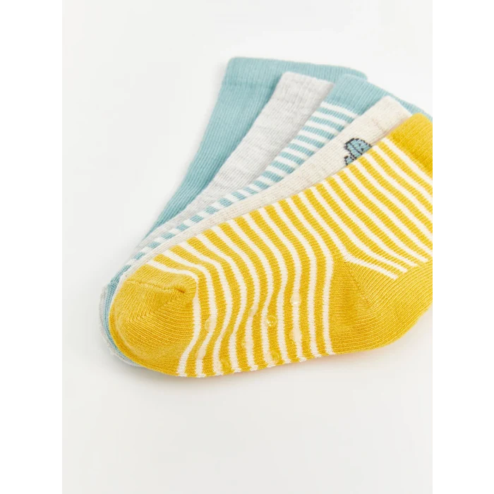 LCW baby Sarı Çizgili Erkek Bebek Soket Çorap 5li