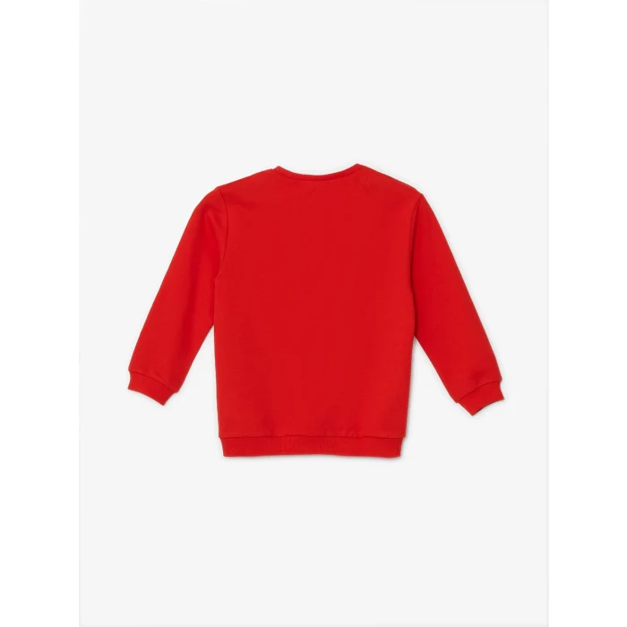 LCW Kids Kırmızı Bisiklet Yaka Uzun Kollu Baskılı Erkek Bebek Tişört ve Eşofman Alt 2li Takım