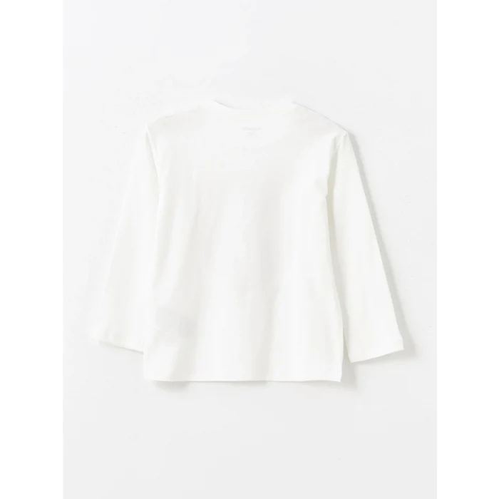 LCW Kids Ekru Bisiklet Yaka Uzun Kollu Baskılı Erkek Bebek Tişört ve Pantolon 2li Takım