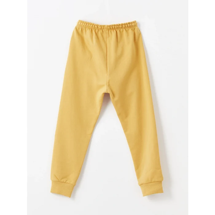 LCW Kids Ekru Bisiklet Yaka Uzun Kollu Baskılı Erkek Bebek Tişört ve Pantolon 2li Takım