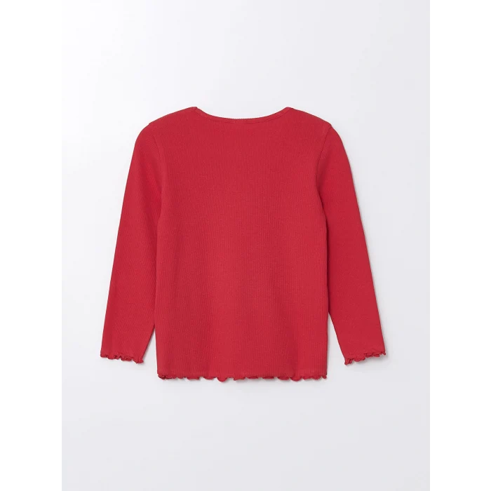 LCW Kids Kırmızı Bisiklet Yaka Basic Kız Çocuk Tişört