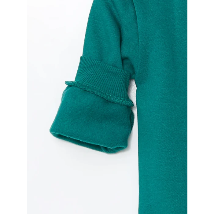 LCW Kids Yeşil Bisiklet Yaka Baskılı Kalın Erkek Çocuk Sweatshirt