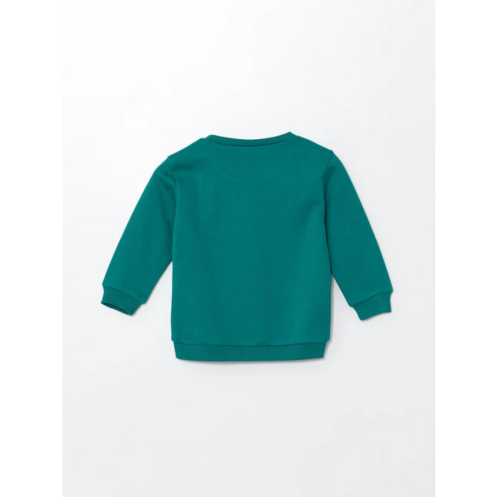 LCW Kids Yeşil Bisiklet Yaka Baskılı Kalın Erkek Çocuk Sweatshirt