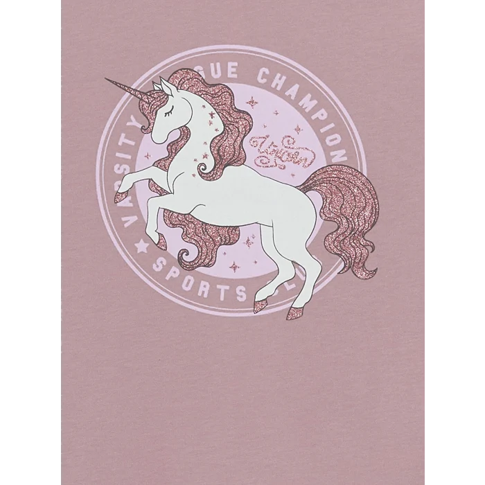 LCW Kids Pembe Bisiklet Yaka Baskılı Uzun Kollu Kız Çocuk Tişört