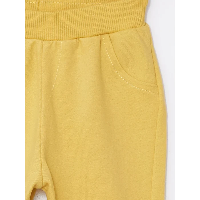 LCW baby Ekru Kapüşonlu Uzun Kollu Baskılı Erkek Bebek Hırka ve Pantolon 2li Takım