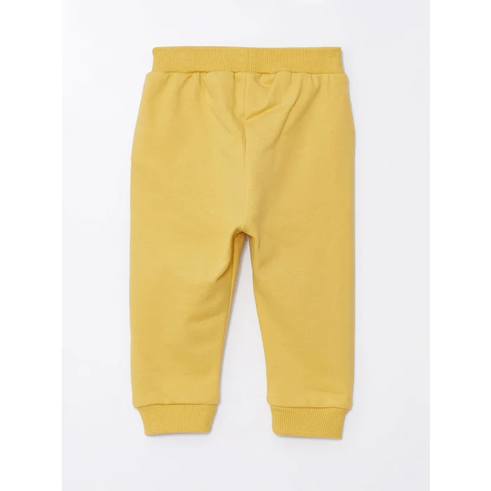 LCW baby Ekru Kapüşonlu Uzun Kollu Baskılı Erkek Bebek Hırka ve Pantolon 2li Takım