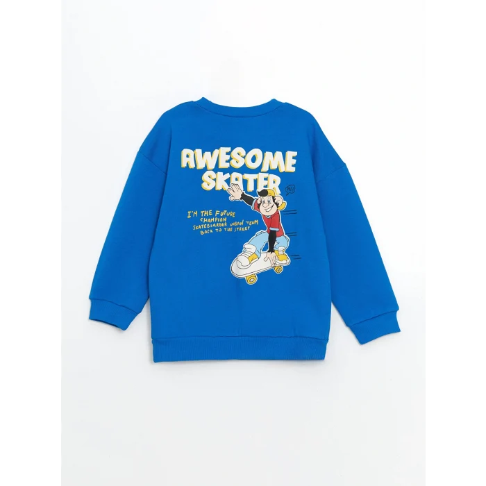 LCW Kids Mavi Nostaljik Maymun Baskılı Erkek Çocuk Sweatshirt