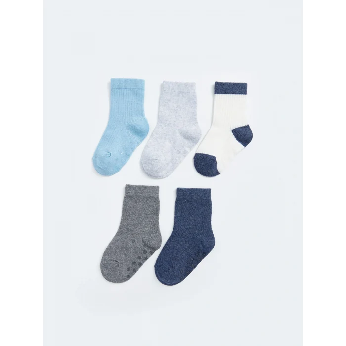 LCW baby Mavi Basic Erkek Bebek Soket Çorap 5li