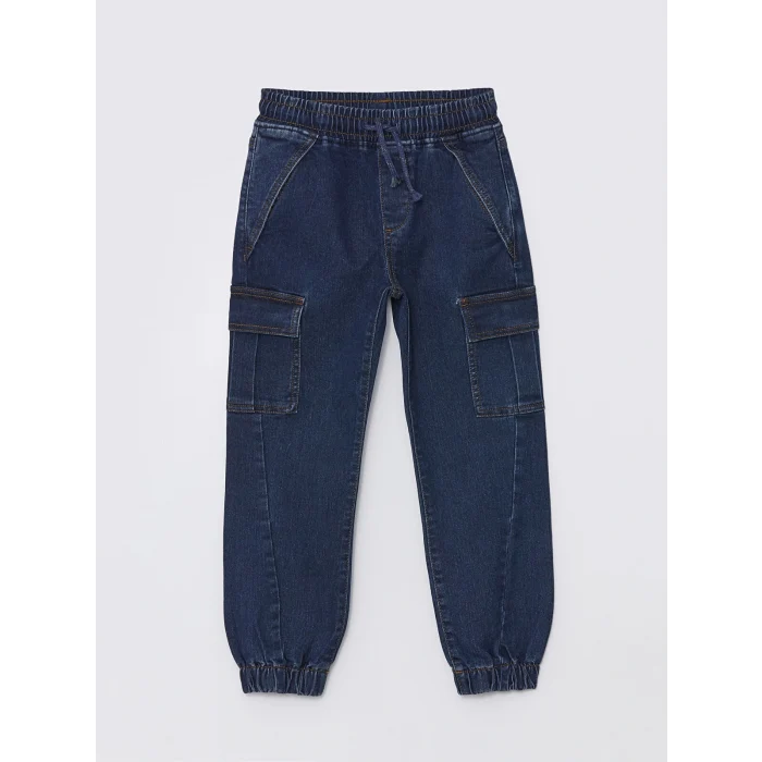LCW Kids İndigo Beli Ayarlanabilir Lastikli Erkek Çocuk Jean Pantolon