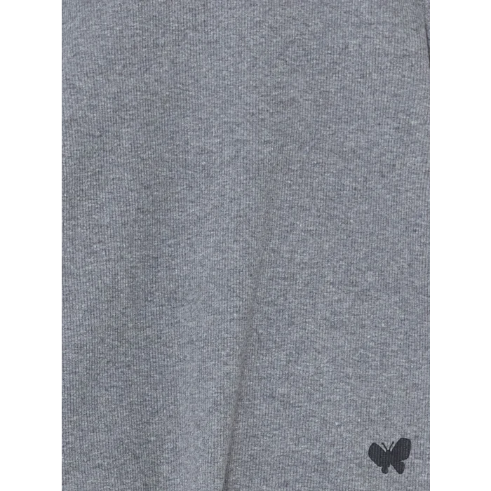 LCW Kids Antrasit Bisiklet Yaka Uzun Kollu Baskılı Kız Çocuk Tişört