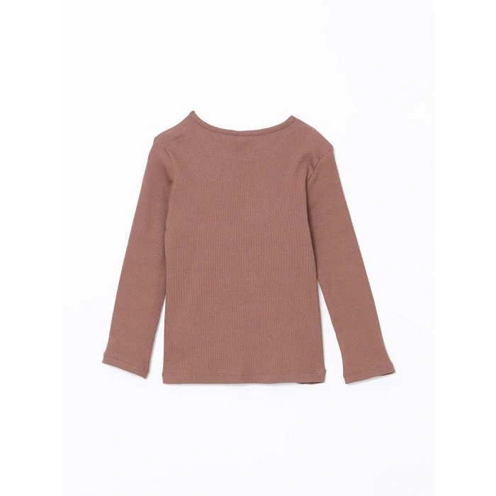 LCW Kids Bordo Bisiklet Yaka Uzun Kollu Kız Çocuk Tişört