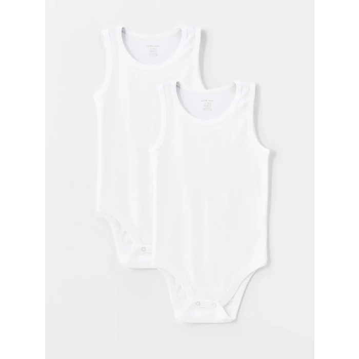 LCW baby Ekru Bisiklet Yaka Basic Kız Bebek Çıtçıtlı Bodysuit 2li