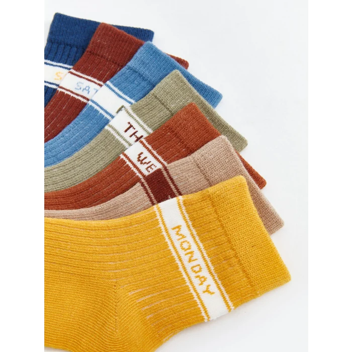LCW baby Sarı Baskılı Erkek Bebek Soket Çorap 7li