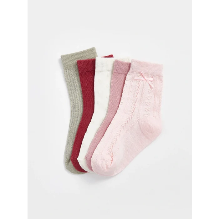 LCW baby Pembe Desenli Kız Bebek Soket Çorap 5li